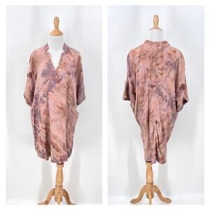 THUNDER TEXTILE Upcycled Tie Dye Gauze Dress Womens Small PInk Purple Cotton